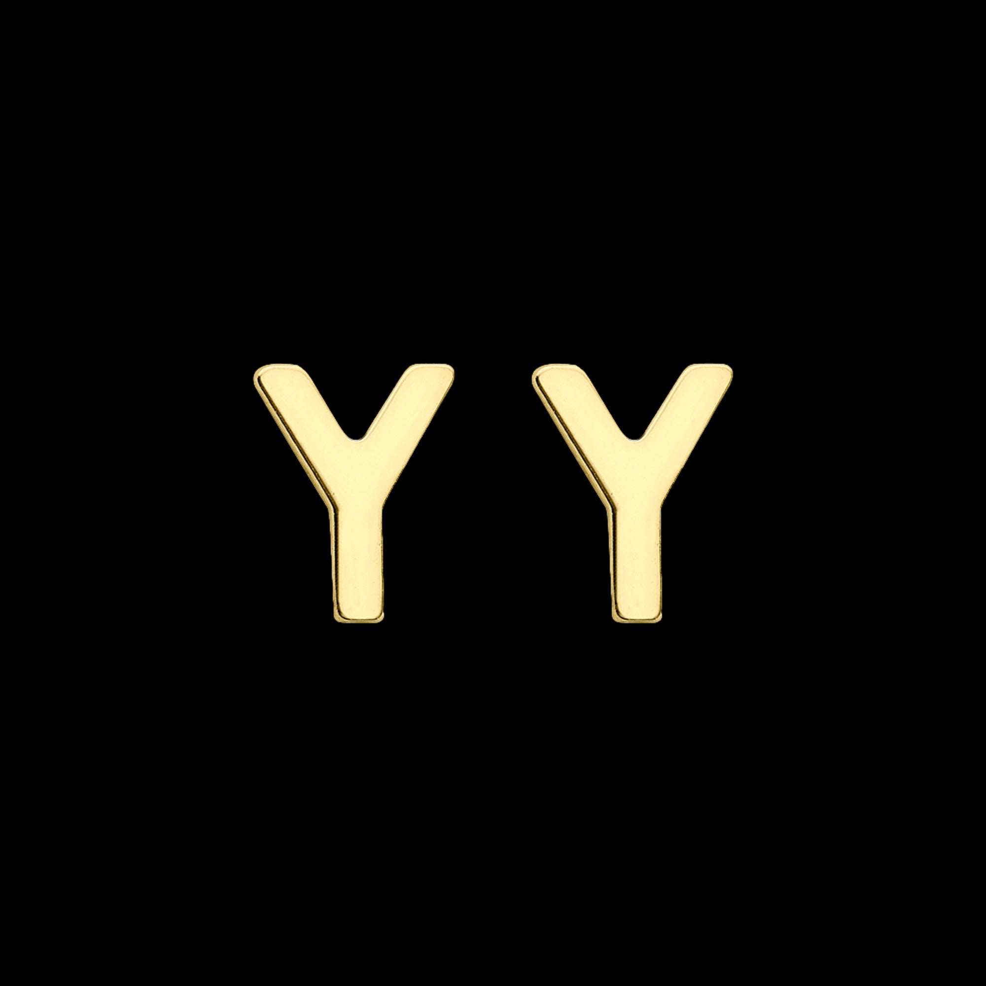 9 Carat Yellow Gold Letter Y Initial Earrings | Australia