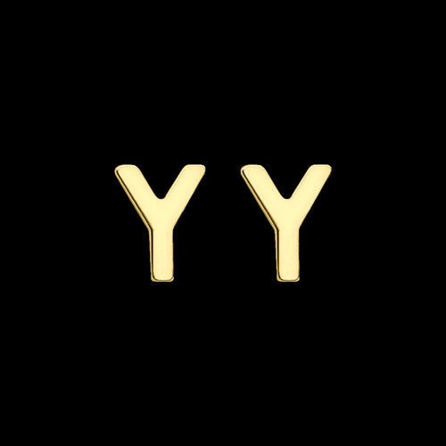 9 Carat Yellow Gold Letter Y Initial Earrings | Australia