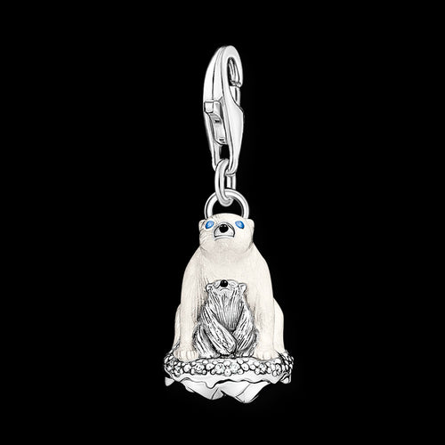 THOMAS SABO POLAR BEAR MOTHER & CUB CHARM PENDANT - FRONT VIEW