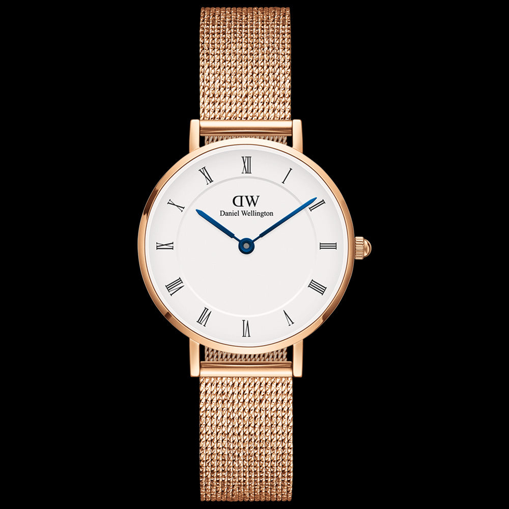 DANIEL WELLINGTON PETITE ROMAN NUMERALS ROSE GOLD WHITE DIAL WATCH