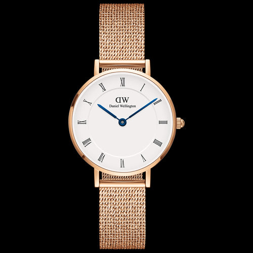 DANIEL WELLINGTON PETITE ROMAN NUMERALS ROSE GOLD WHITE DIAL WATCH