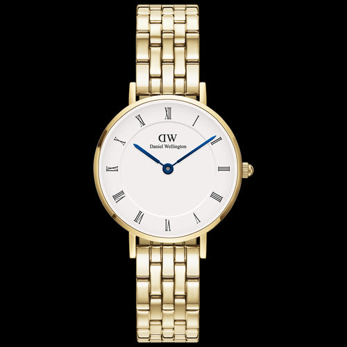 DANIEL WELLINGTON PETITE 5-LINK ROMAN NUMERALS GOLD WHITE DIAL WATCH