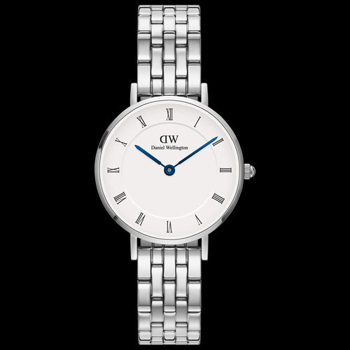 DANIEL WELLINGTON PETITE 5-LINK ROMAN NUMERALS SILVER WHITE DIAL WATCH