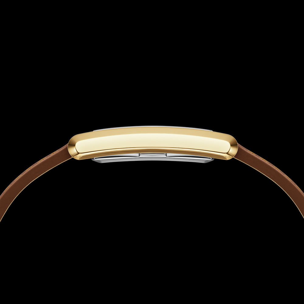 DANIEL WELLINGTON BOUND BROWN CROC LEATHER GOLD WHITE DIAL WATCH - SIDE VIEW