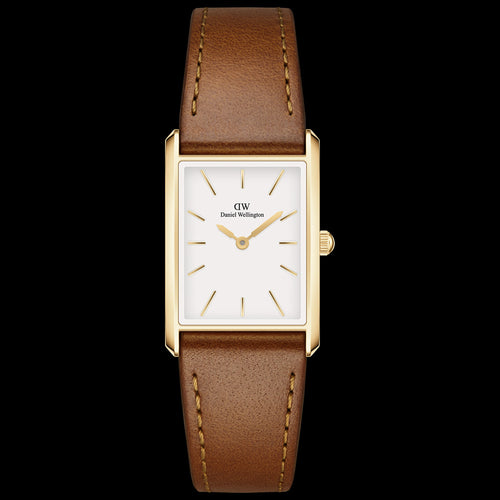 DANIEL WELLINGTON BOUND BROWN CROC LEATHER GOLD WHITE DIAL WATCH