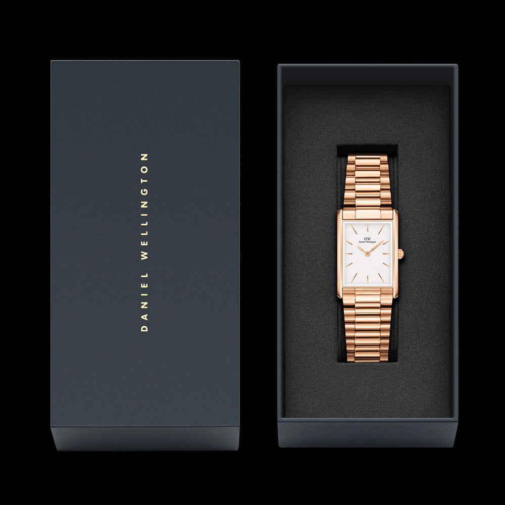 DANIEL WELLINGTON BOUND 3-LINK ROSE GOLD MEN'S WHITE DIAL WATCH - PACKAGING