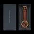 DANIEL WELLINGTON CLASSIC LEATHER MULTI-EYE ROSE GOLD AMBER DIAL WATCH - PACKAGING