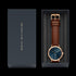 DANIEL WELLINGTON CLASSIC LEATHER MULTI-EYE ROSE GOLD ARCTIC BLUE DIAL WATCH - PACKAGING
