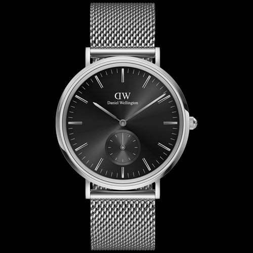 DANIEL WELLINGTON CLASSIC MULTI-EYE SILVER BLACK ONYX DIAL WATCH