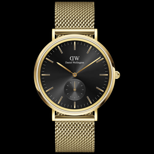 DANIEL WELLINGTON CLASSIC MULTI-EYE GOLD BLACK ONYX DIAL WATCH