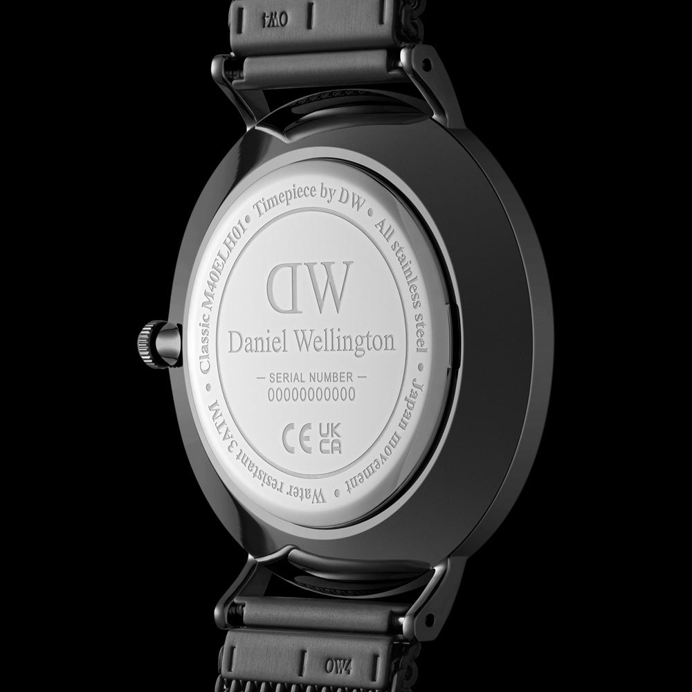 DANIEL WELLINGTON CLASSIC MULTI-EYE ALL BLACK ONYX DIAL WATCH - BACK VIEW