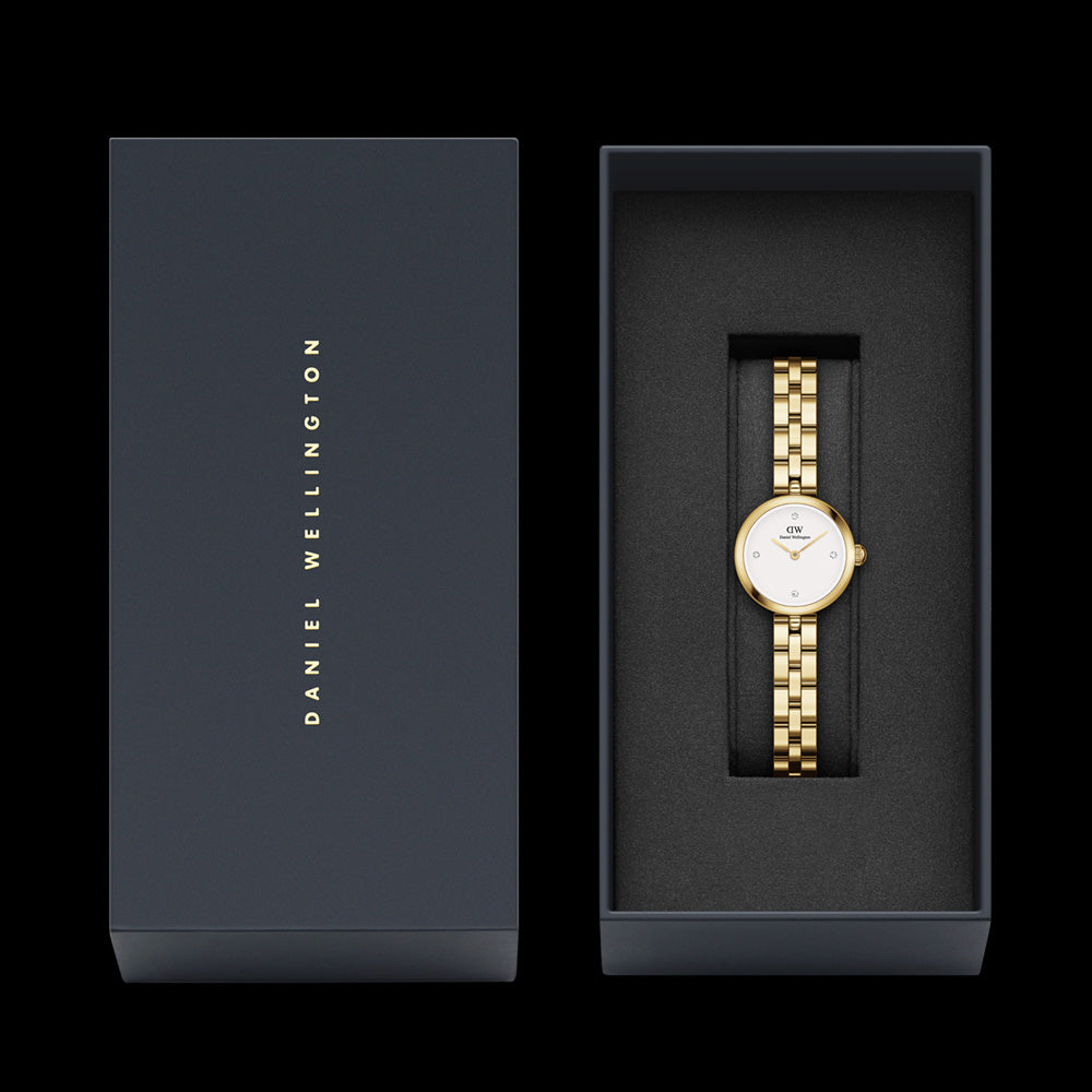 DANIEL WELLINGTON ELAN LUMINE GOLD WHITE DIAL WATCH - PACKAGING
