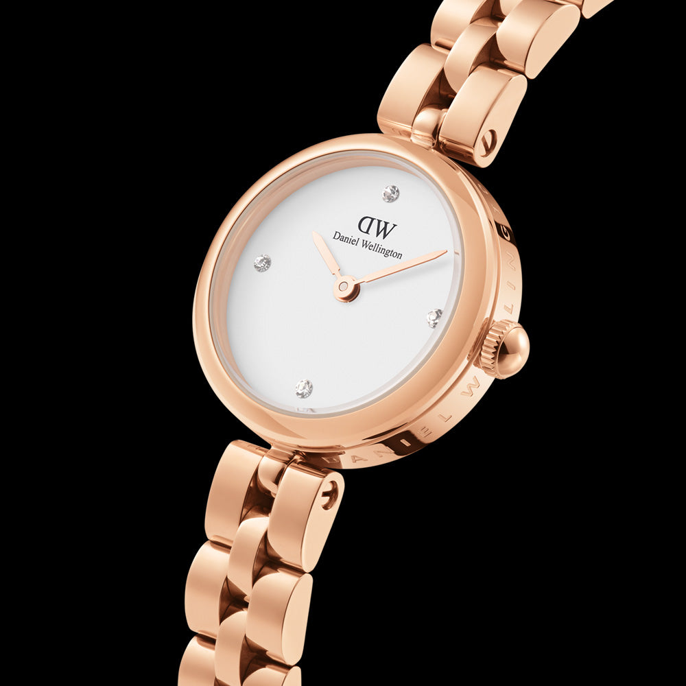 DANIEL WELLINGTON ELAN LUMINE ROSE GOLD WHITE DIAL WATCH - ANGLE VIEW