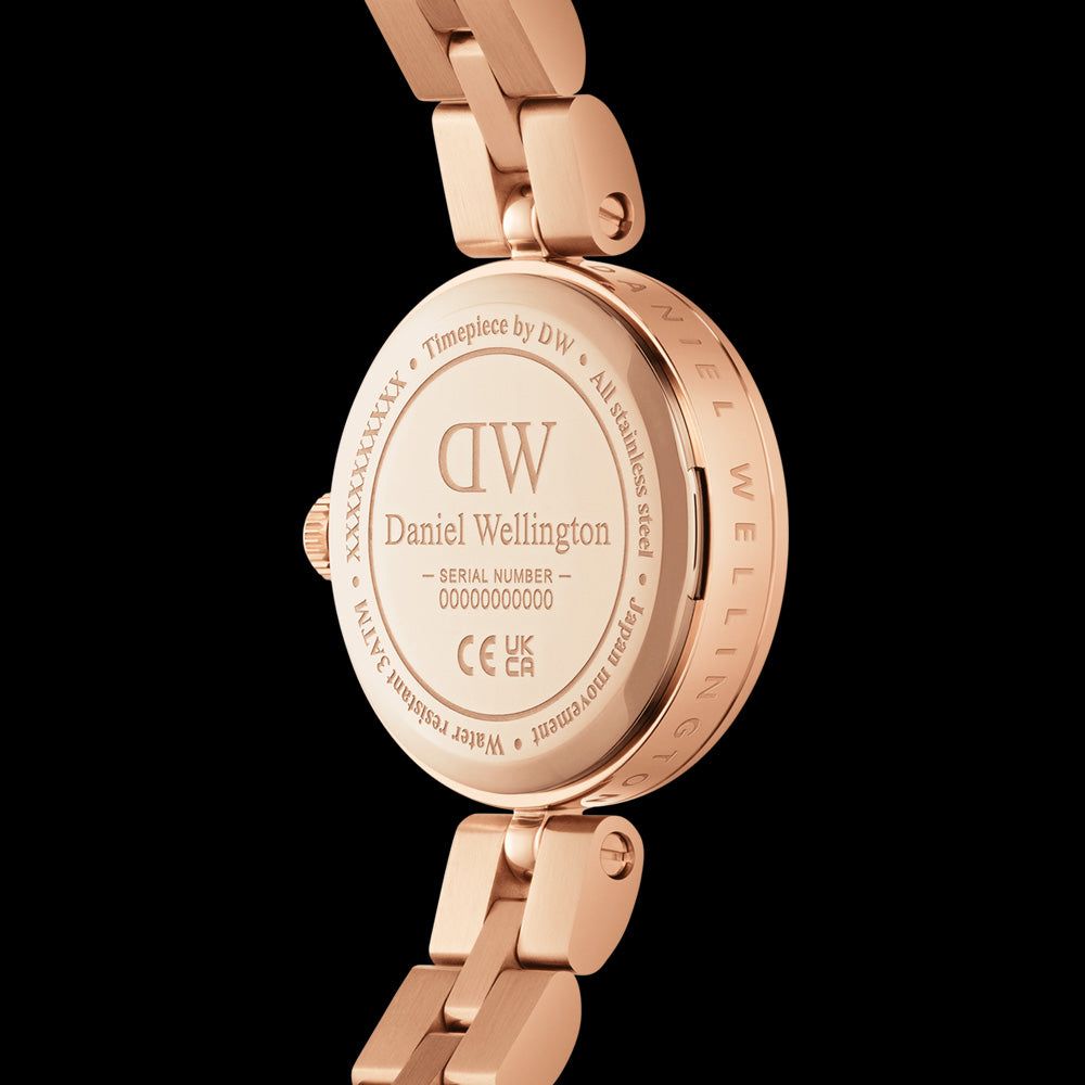 DANIEL WELLINGTON ELAN LUMINE ROSE GOLD MALACHITE DIAL WATCH - BACK VIEW