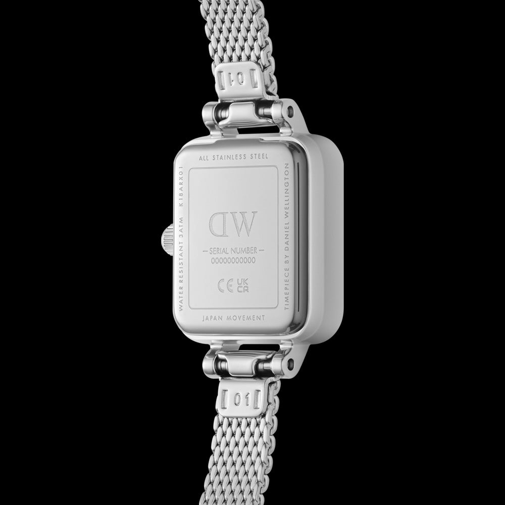 DANIEL WELLINGTON QUADRO MINI SILVER WHITE DIAL WATCH - BACK VIEW