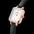 DANIEL WELLINGTON QUADRO MINI SHEFFIELD ROSE GOLD WHITE DIAL WATCH - ANGLE VIEW