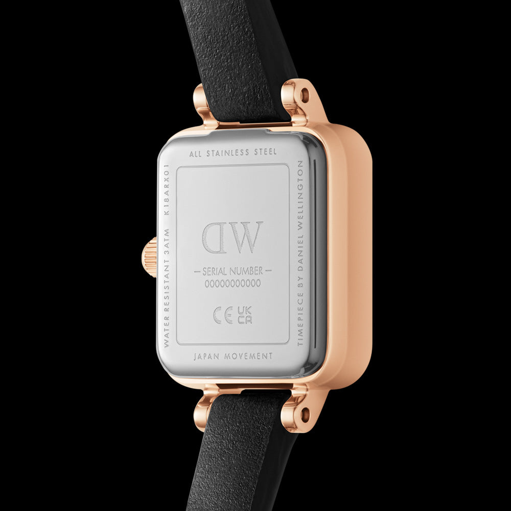 DANIEL WELLINGTON QUADRO MINI SHEFFIELD ROSE GOLD WHITE DIAL WATCH - BACK VIEW