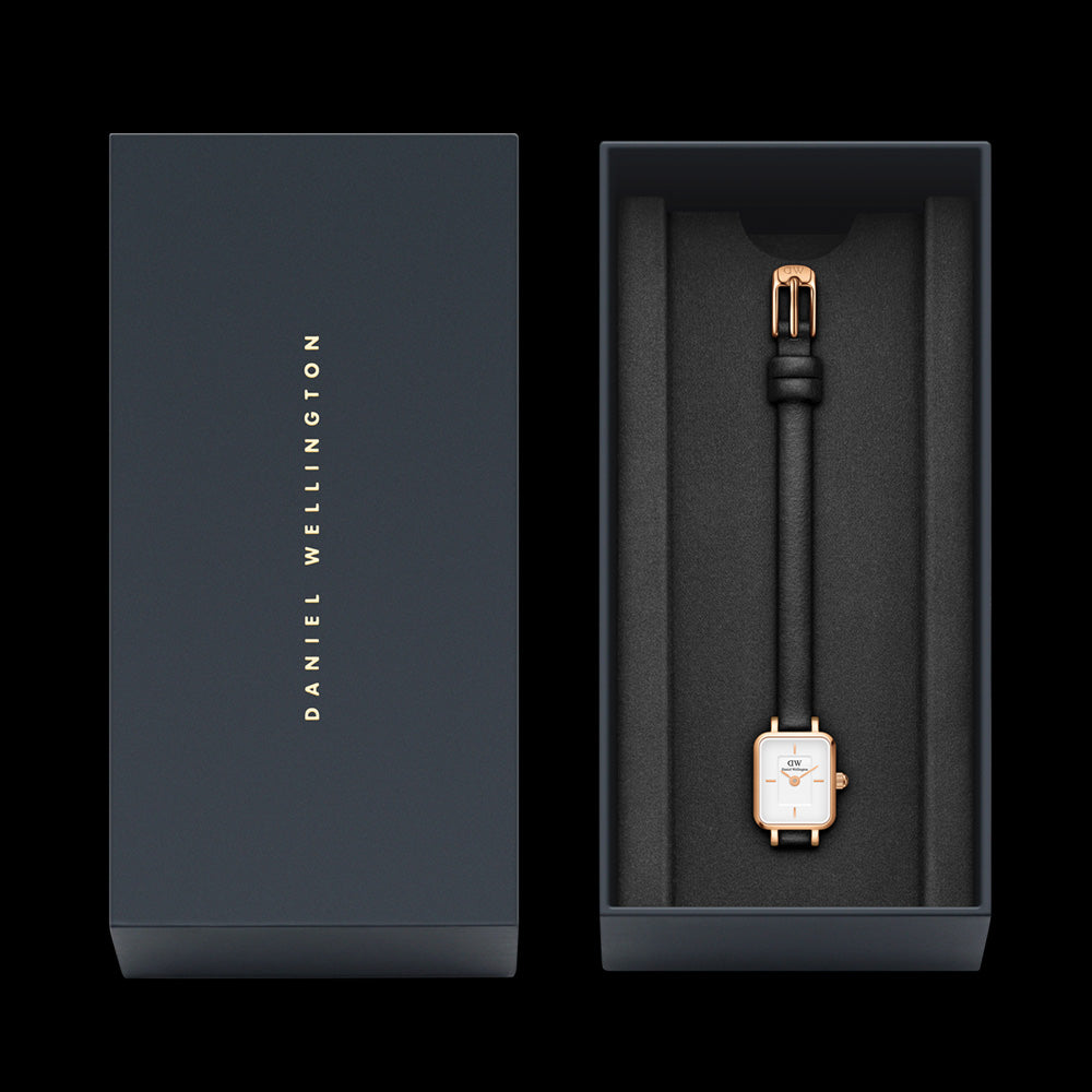 DANIEL WELLINGTON QUADRO MINI SHEFFIELD ROSE GOLD WHITE DIAL WATCH - PACKAGING