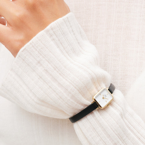 DANIEL WELLINGTON QUADRO MINI SHEFFIELD GOLD WHITE DIAL WATCH