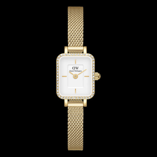 DANIEL WELLINGTON QUADRO MINI LUMINE BEZEL GOLD WHITE DIAL WATCH