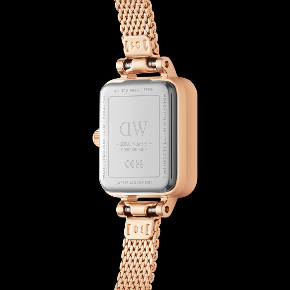 DANIEL WELLINGTON QUADRO MINI BEZEL LUMINE ROSE GOLD WHITE DIAL WATCH - BACK VIEW