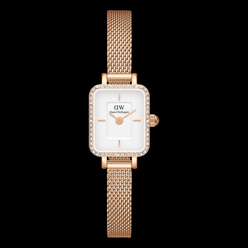 DANIEL WELLINGTON QUADRO MINI BEZEL LUMINE ROSE GOLD WHITE DIAL WATCH