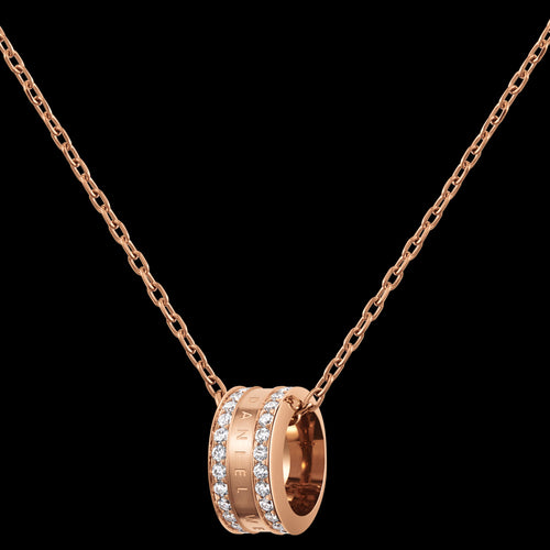 DANIEL WELLINGTON ELAN LUMINE ROSE GOLD CZ NECKLACE - SIDE VIEW