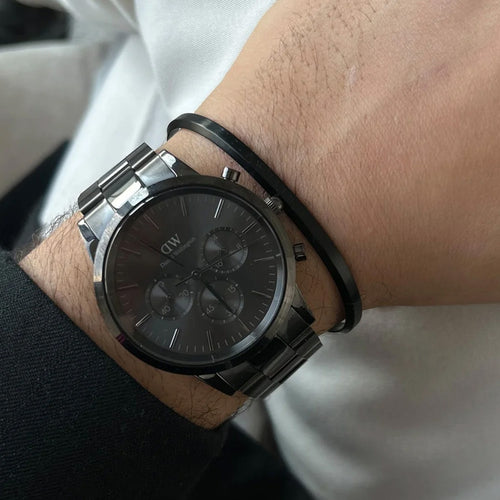 Man Wearing Daniel Wellington Classic Black Cuff Bracelet