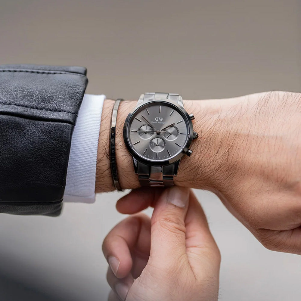 Man Wearing Daniel Wellington Classic Graphite Cuff Bracelet