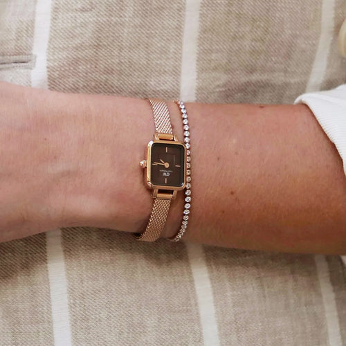 DANIEL WELLINGTON CLASSIC ROSE GOLD CZ TENNIS BRACELET - MODEL VIEW