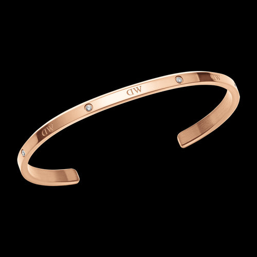 DANIEL WELLINGTON CLASSIC LUMINE ROSE GOLD CZ CUFF BRACELET - ANGLE VIEW