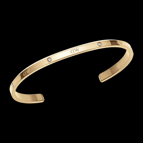 DANIEL WELLINGTON CLASSIC LUMINE GOLD CZ CUFF BRACELET - ANGLE VIEW