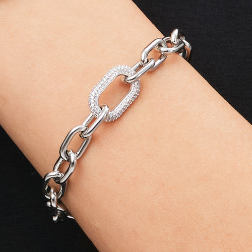 Woman Wearing Daniel Wellington Crystal Link Silver Bracelet