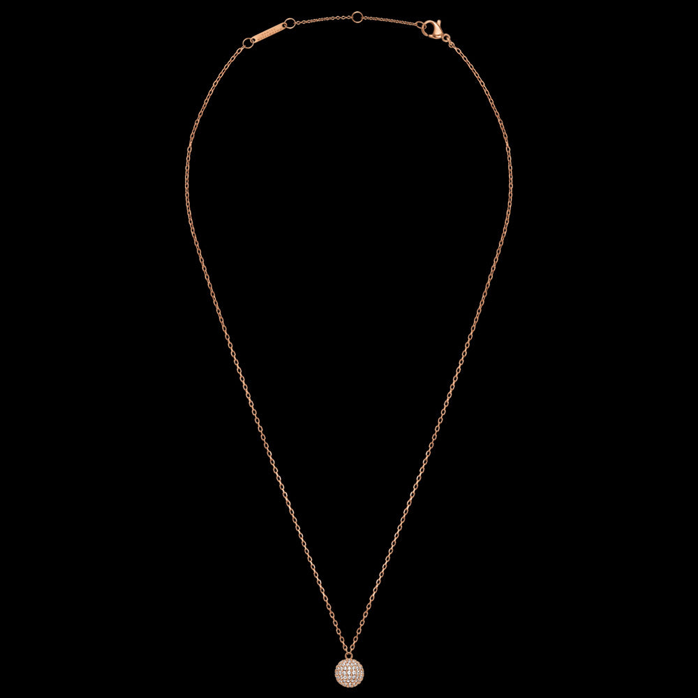 Full View Daniel Wellington Pave Crystal Rose Gold Ball Necklace