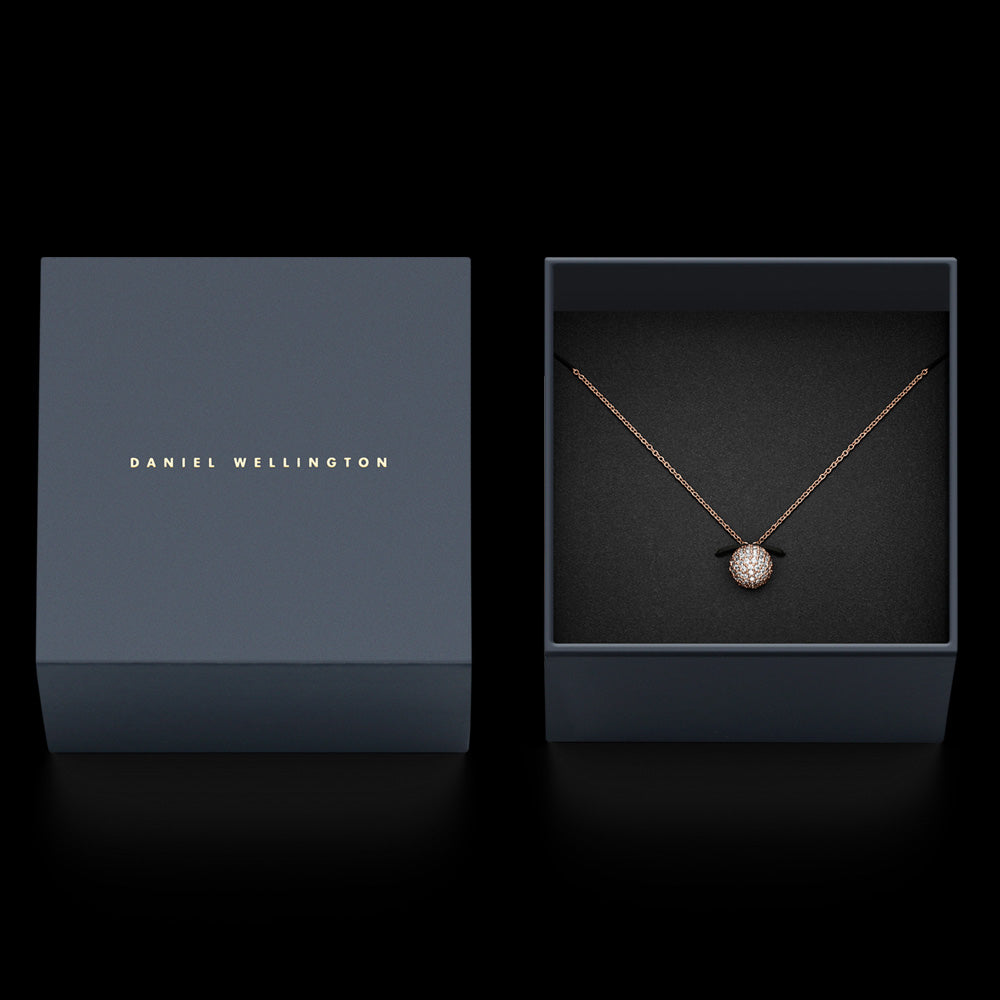 Gift Box Daniel Wellington Pave Crystal Rose Gold Ball Necklace