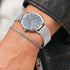 DANIEL WELLINGTON MESH 2.8MM SILVER BRACELET - WRIST VIEW