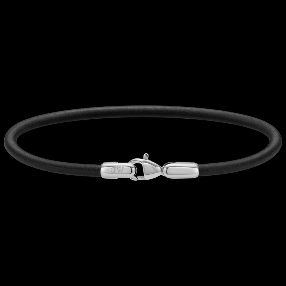 DANIEL WELLINGTON BLACK LEATHER SILVER BRACELET