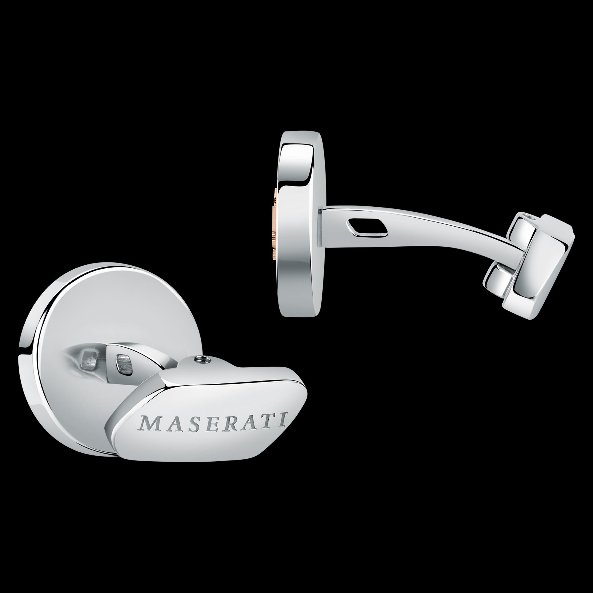 Silver Maserati Cufflinks - Side View