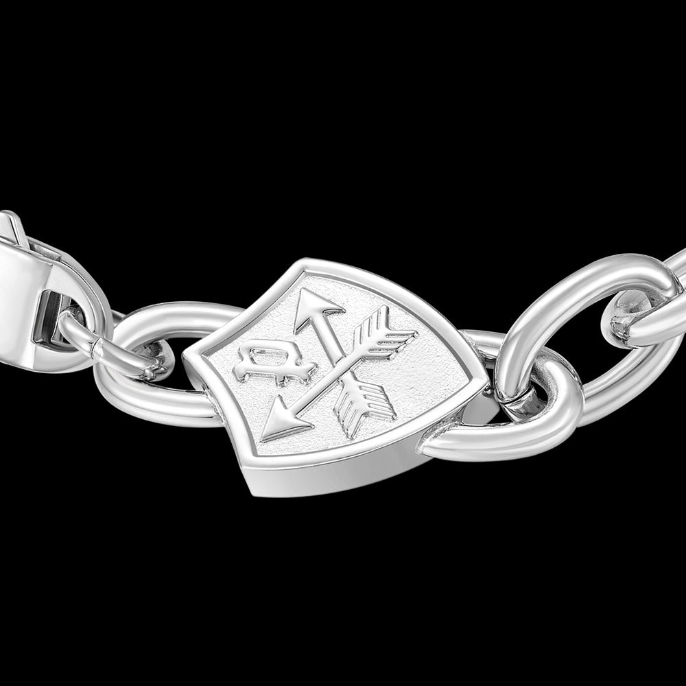 POLICE HERITAGE CREST STEEL LINK MEN'S BRACELET - CLOSE-UP