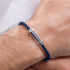 POLICE PLAQUETES BLUE LEATHER MEN'S BRACELET - WRIST VIEW