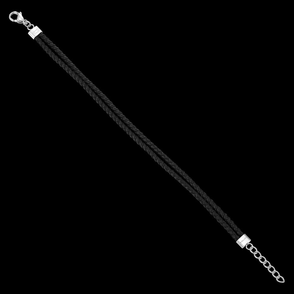 POLICE CLOSE UP BLACK LEATHER WRAPAROUND MEN'S BRACELET - FULL VIEW