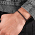 POLICE CLOSE UP BROWN LEATHER WRAPAROUND MEN'S BRACELET - WRIST VIEW