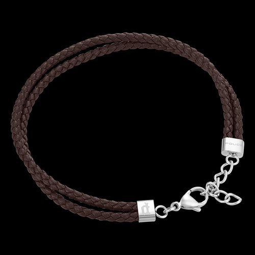 POLICE CLOSE UP BROWN LEATHER WRAPAROUND MEN'S BRACELET