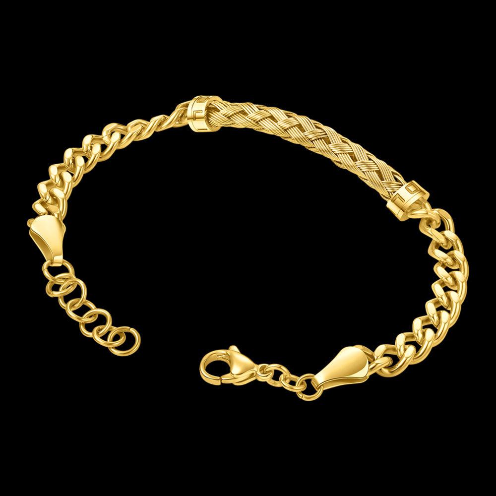 POLICE CROSSED GOLD WEAVE MEN'S BRACELET - BACK VIEW