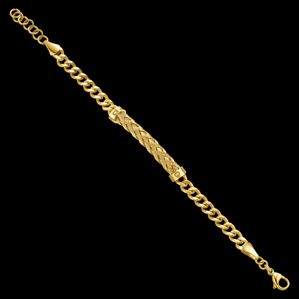 POLICE CROSSED GOLD WEAVE MEN'S BRACELET - FULL VIEW