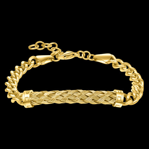 POLICE CROSSED GOLD WEAVE MEN'S BRACELET