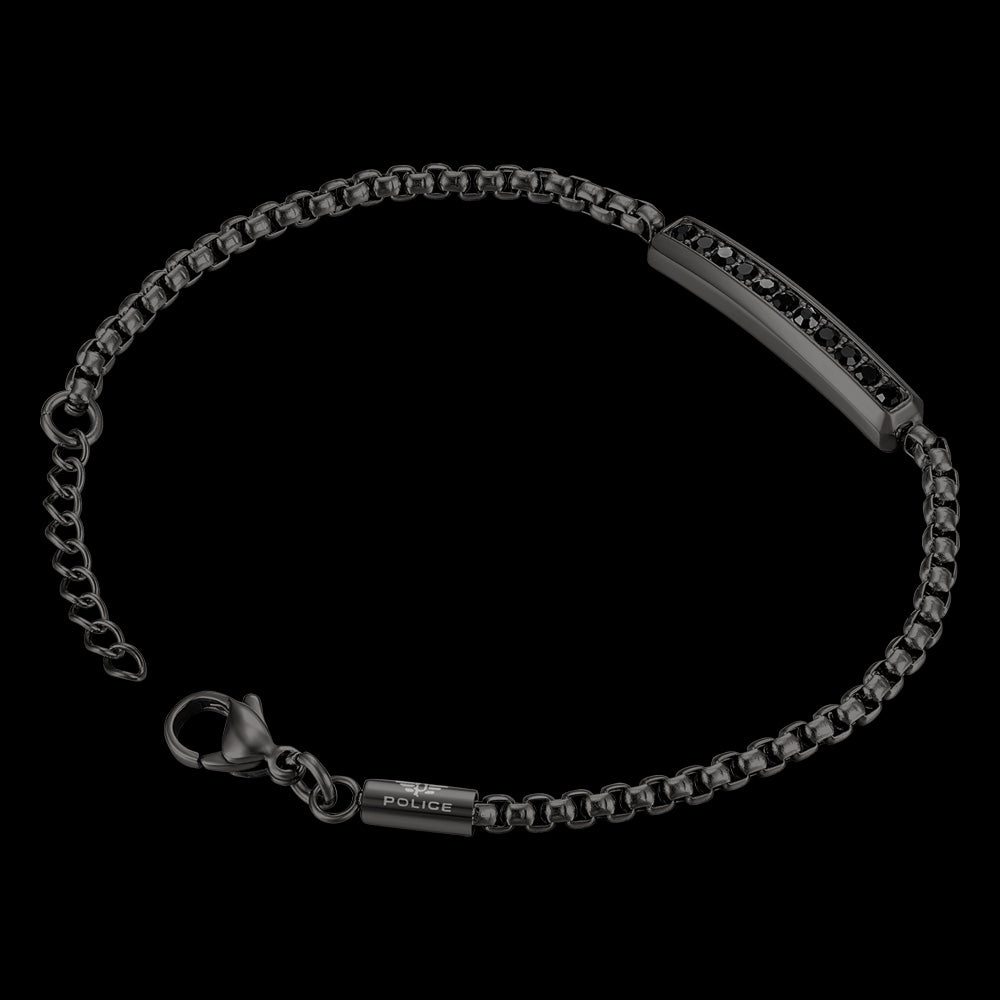 POLICE MIX CZ GUNMETAL GREY MEN'S BRACELET - BACK VIEW
