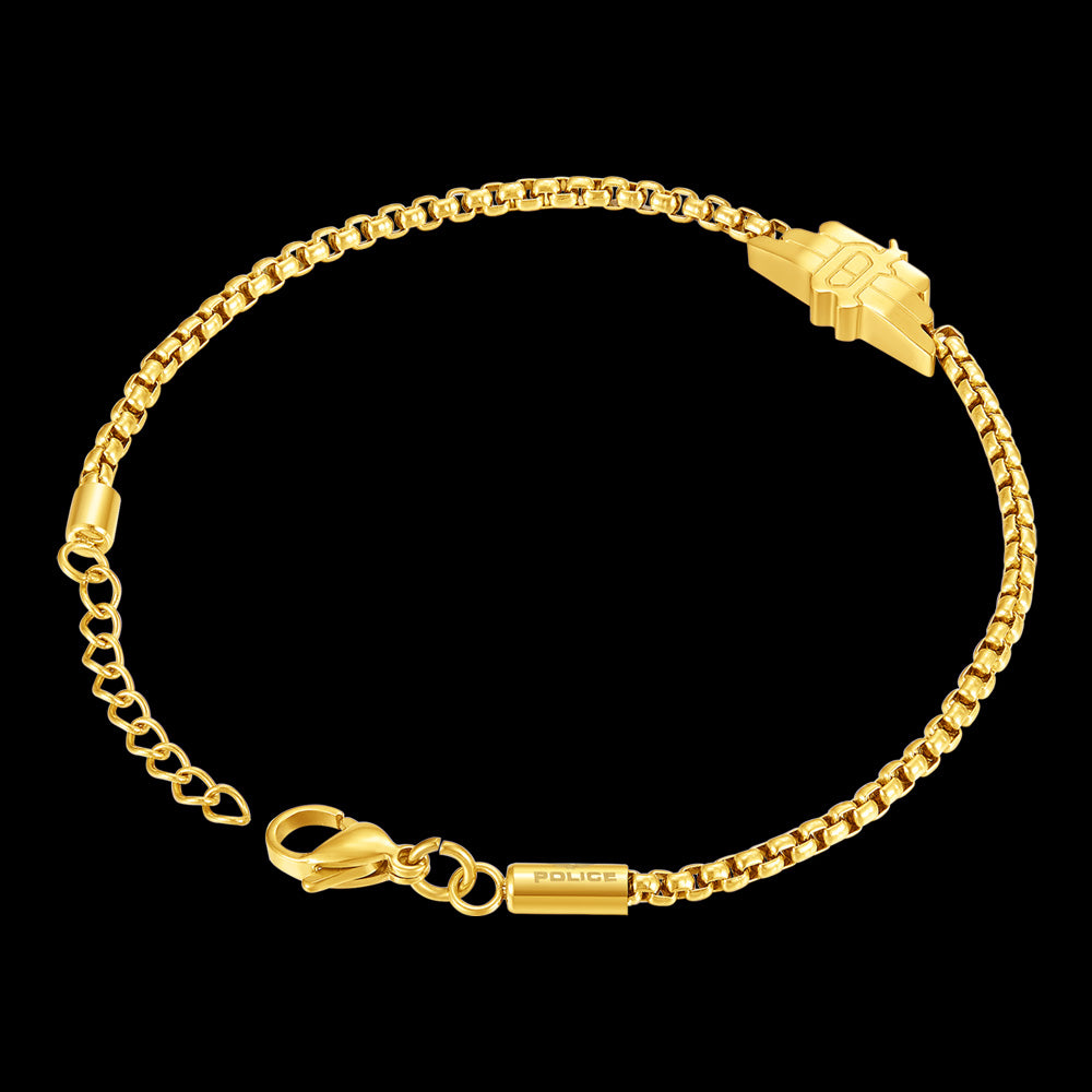 POLICE REVELRY GOLD MEN'S CHAIN BRACELET - BACK VIEW