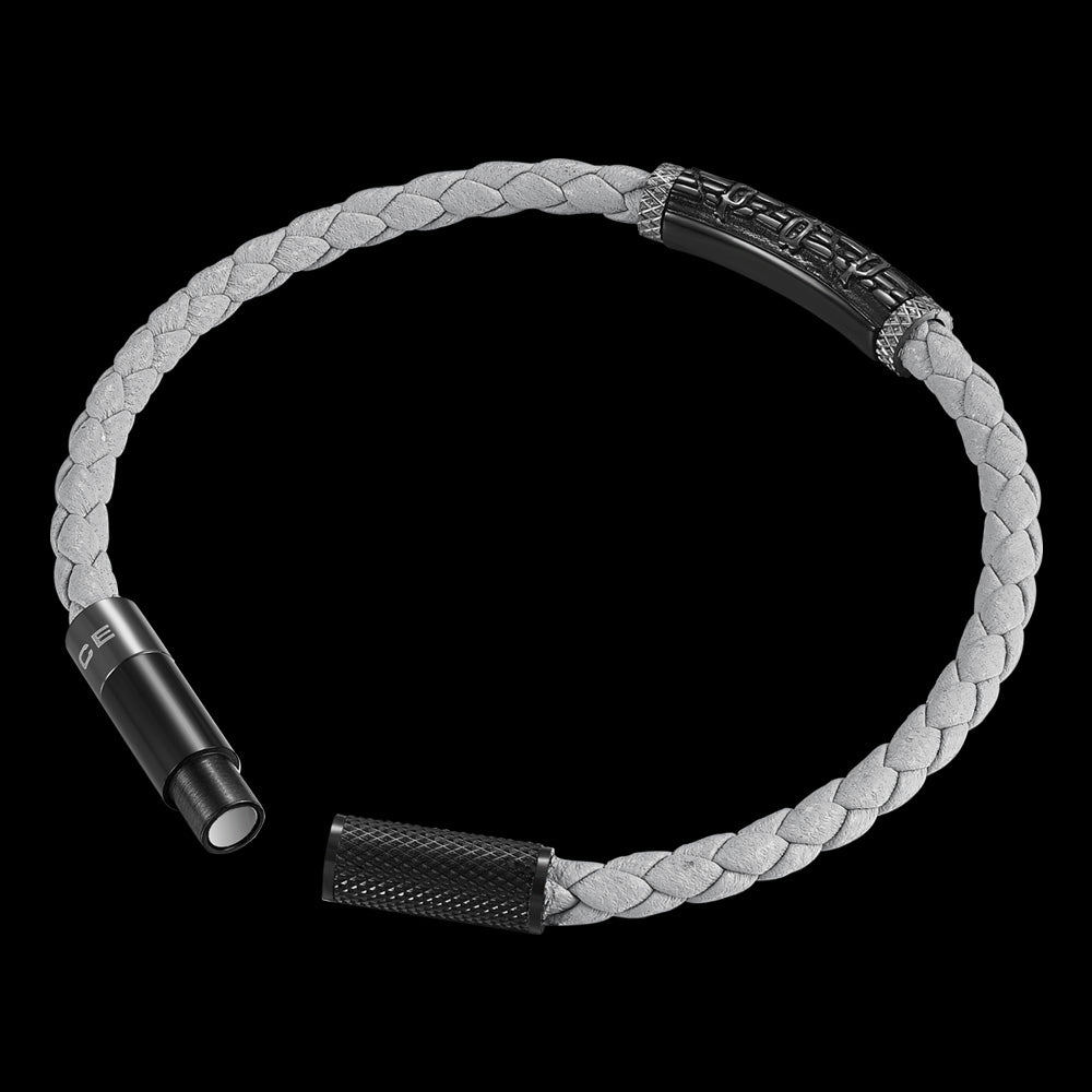 POLICE WARREN GREY LEATHER MEN'S BRACELET - OPEN VIEW
