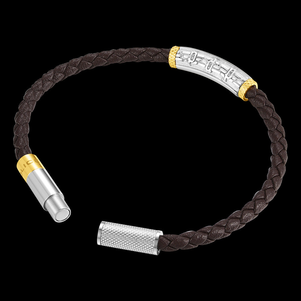 POLICE WARREN BROWN LEATHER MEN'S BRACELET - OPEN VIEW